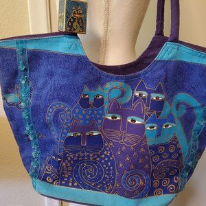 Laurel Burch Indigo Cats Large Scoop Tote